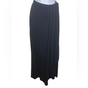 Max Studio women’s dark navy asymmetrical hem jersey maxi skirt sz LG NWT